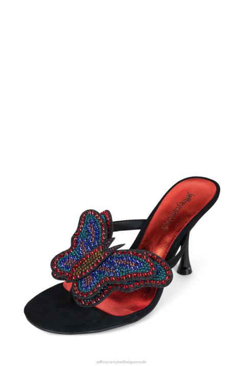 vrouwen Jeffrey Campbell dromen zwart suede blauw rood V2LZ1602 sandaal met hak