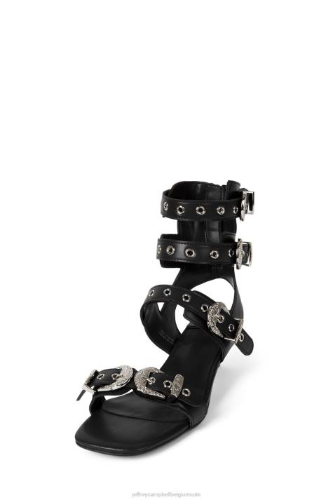 vrouwen Jeffrey Campbell eclectisch zwart zilver V2LZ226 sandaal met hak