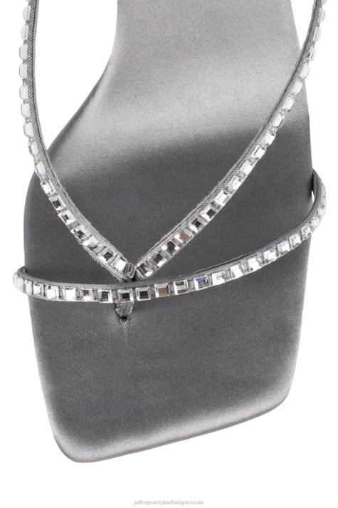 vrouwen Jeffrey Campbell flux-j grijs satijn zilver V2LZ1563 sandaal met hak