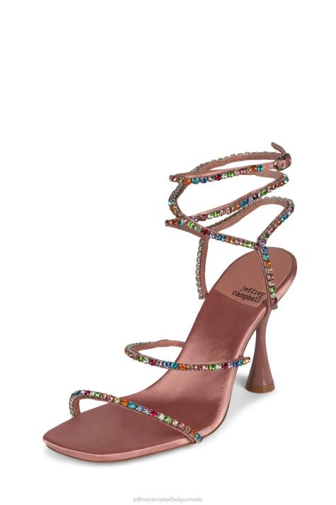 vrouwen Jeffrey Campbell glamoureus roze satijn helder multi-juweel V2LZ1530 sandaal met hak