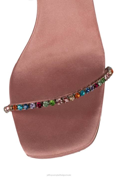 vrouwen Jeffrey Campbell glamoureus roze satijn helder multi-juweel V2LZ1530 sandaal met hak