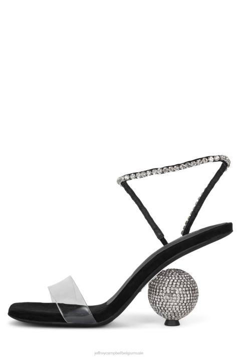 vrouwen Jeffrey Campbell het gedoe zwart suède zilver V2LZ1548 sandaal met hak