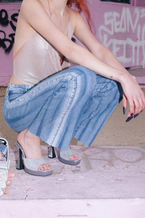 vrouwen Jeffrey Campbell hollywoodj grijs satijn zilver V2LZ1565 sandaal met hak