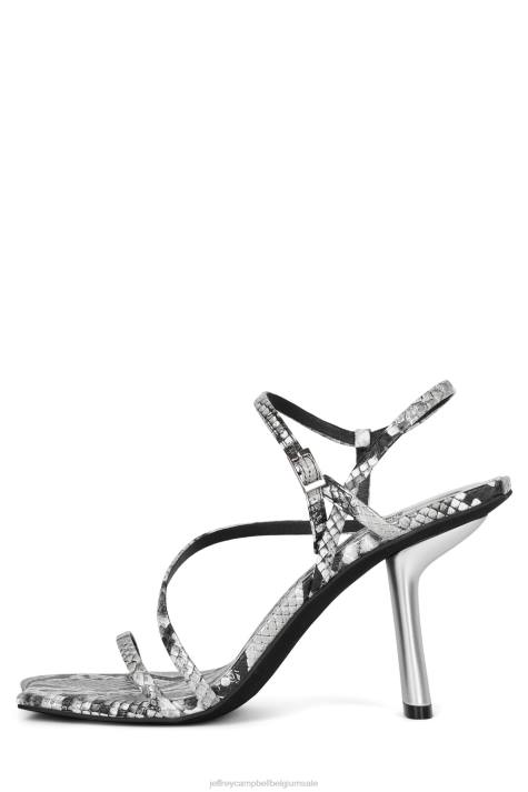 vrouwen Jeffrey Campbell idealistisch zwarte slang zilver V2LZ1473 sandaal met hak