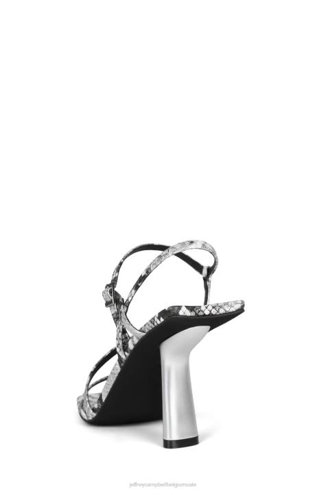 vrouwen Jeffrey Campbell idealistisch zwarte slang zilver V2LZ1473 sandaal met hak