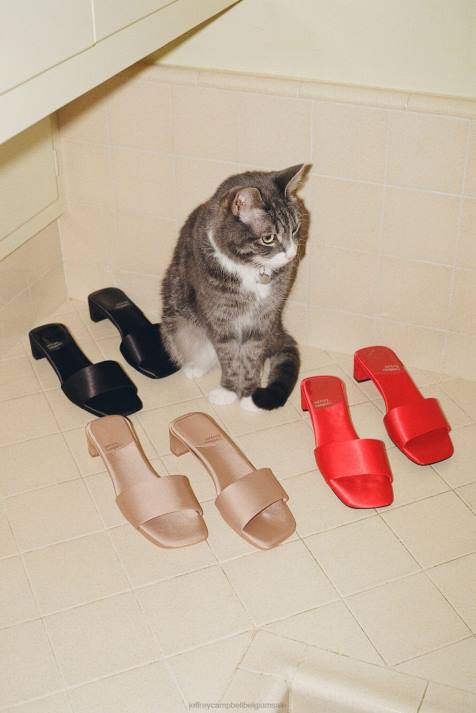 vrouwen Jeffrey Campbell ingehouden rood satijn V2LZ1416 sandaal met hak