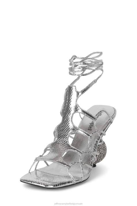 vrouwen Jeffrey Campbell le-freak zilveren metalen slang V2LZ231 sandaal met hak