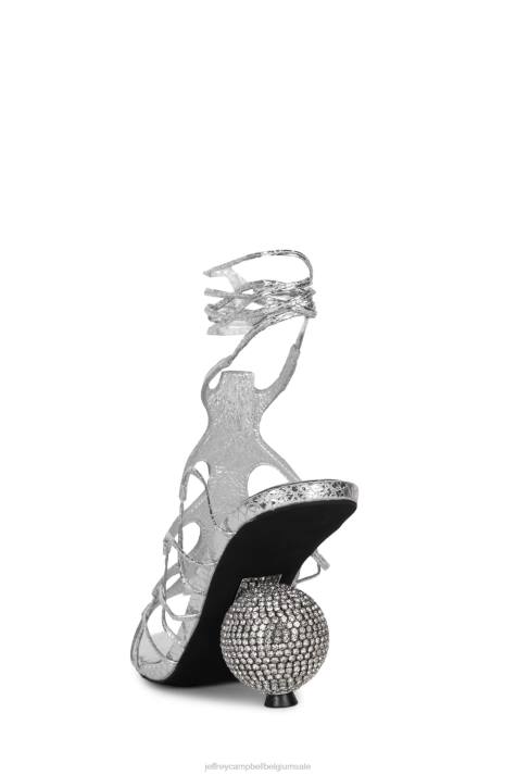 vrouwen Jeffrey Campbell le-freak zilveren metalen slang V2LZ231 sandaal met hak