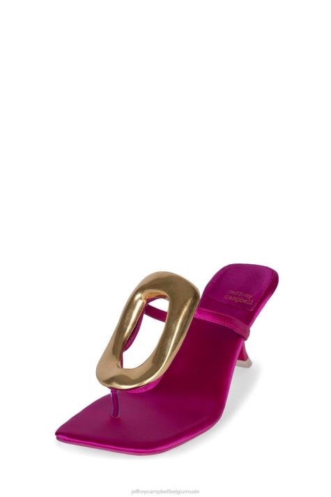 vrouwen Jeffrey Campbell linq-up fuchsia satijn goud V2LZ1494 sandaal met hak
