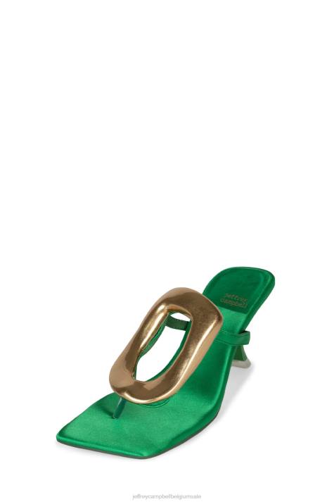 vrouwen Jeffrey Campbell linq-up groen satijn goud V2LZ1496 sandaal met hak