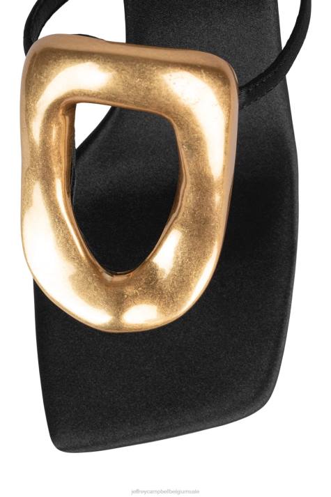 vrouwen Jeffrey Campbell linq-up zwart satijn goud V2LZ1495 sandaal met hak