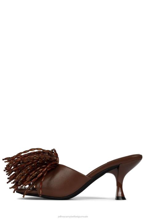 vrouwen Jeffrey Campbell meneer-big-pom bruin V2LZ1610 sandaal met hak