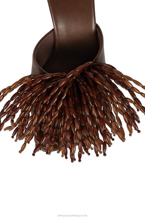 vrouwen Jeffrey Campbell meneer-big-pom bruin V2LZ1610 sandaal met hak
