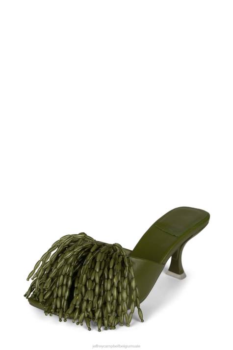 vrouwen Jeffrey Campbell meneer-big-pom olijf V2LZ1612 sandaal met hak