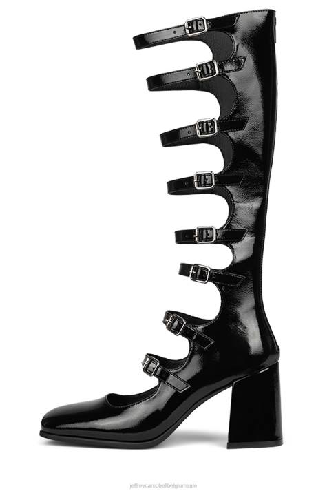 vrouwen Jeffrey Campbell meneer zwart gekreukt patent V2LZ234 sandaal met hak