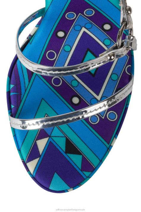 vrouwen Jeffrey Campbell nieuwsgierigheid blauw multi zilver V2LZ1433 sandaal met hak