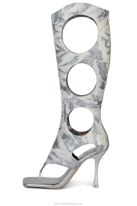 vrouwen Jeffrey Campbell onthuld-f grijs wit combi V2LZ1456 sandaal met hak