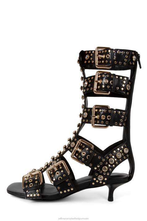 vrouwen Jeffrey Campbell plasmatisch zwart goud V2LZ213 sandaal met hak