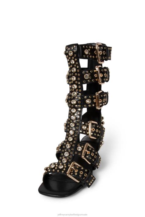 vrouwen Jeffrey Campbell plasmatisch zwart goud V2LZ213 sandaal met hak