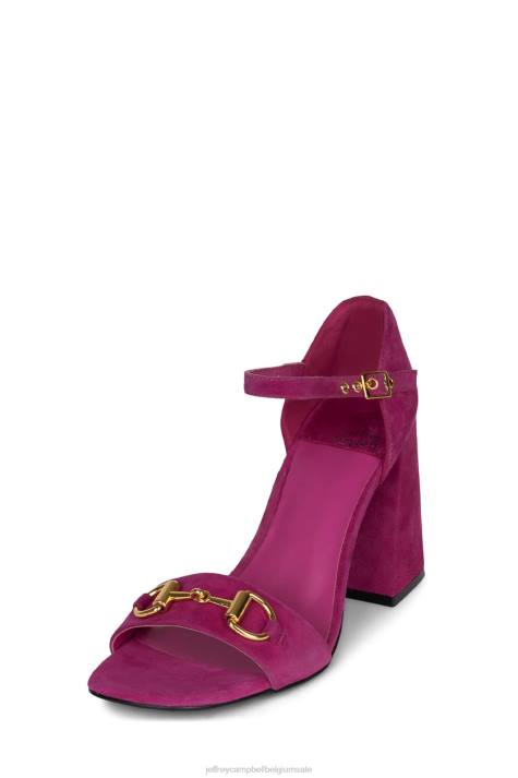 vrouwen Jeffrey Campbell popster-b fuchsia suède goud V2LZ1482 sandaal met hak
