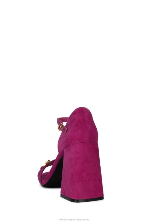 vrouwen Jeffrey Campbell popster-b fuchsia suède goud V2LZ1482 sandaal met hak