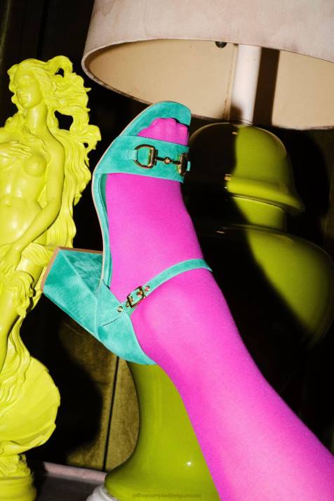 vrouwen Jeffrey Campbell popster-b groen suède goud V2LZ1484 sandaal met hak