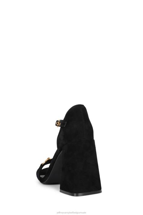 vrouwen Jeffrey Campbell popster-b zwart suède goud V2LZ1480 sandaal met hak