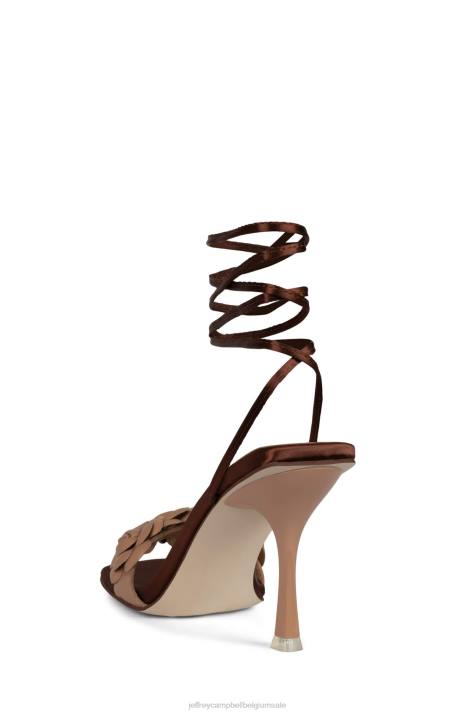 vrouwen Jeffrey Campbell rozi donker natuurlijk bruin satijn V2LZ1638 sandaal met hak