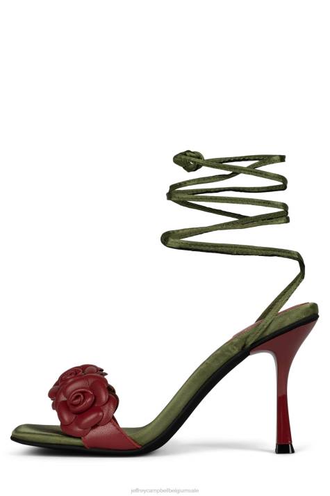 vrouwen Jeffrey Campbell rozi rood olijf satijn V2LZ1639 sandaal met hak
