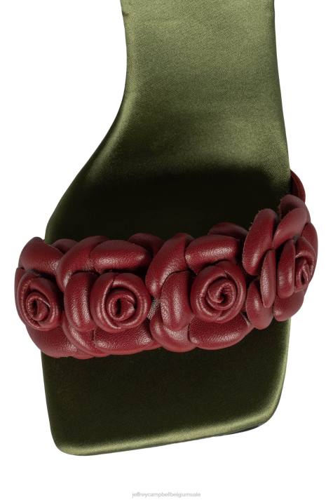 vrouwen Jeffrey Campbell rozi rood olijf satijn V2LZ1639 sandaal met hak
