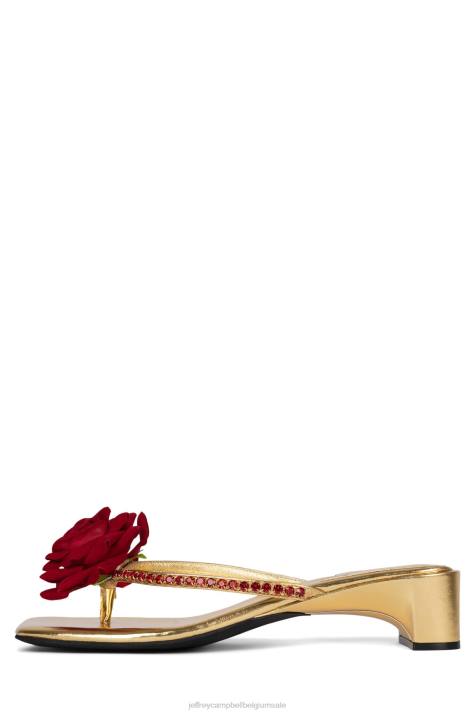 vrouwen Jeffrey Campbell sleutelbloem goud metallic rood V2LZ1421 sandaal met hak
