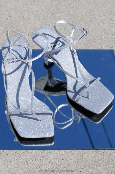 vrouwen Jeffrey Campbell stroom zilveren glitters V2LZ1644 sandaal met hak