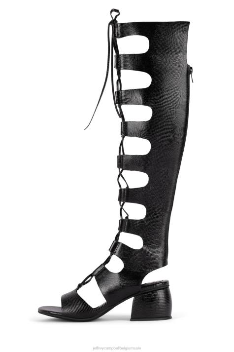 vrouwen Jeffrey Campbell zestig-kh zwarte hagedis V2LZ235 sandaal met hak