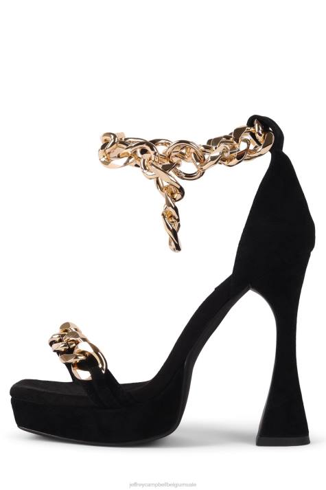 vrouwen Jeffrey Campbell zilver meer zwart suède goud V2LZ1572 sandaal met hak