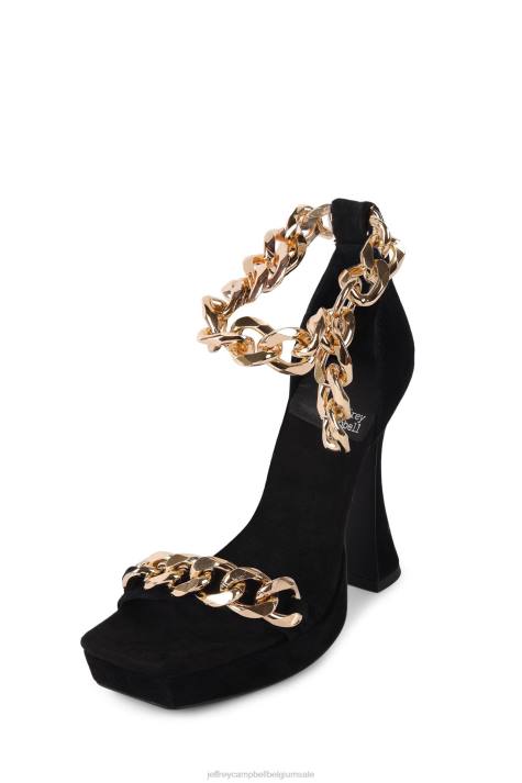 vrouwen Jeffrey Campbell zilver meer zwart suède goud V2LZ1572 sandaal met hak