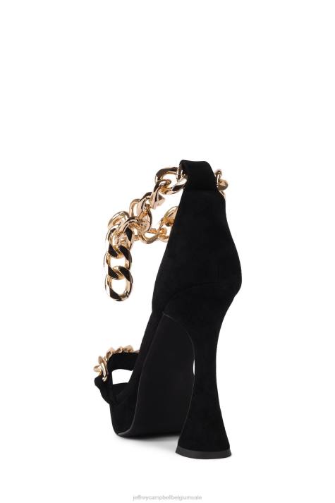 vrouwen Jeffrey Campbell zilver meer zwart suède goud V2LZ1572 sandaal met hak