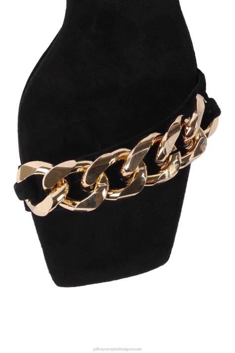 vrouwen Jeffrey Campbell zilver meer zwart suède goud V2LZ1572 sandaal met hak