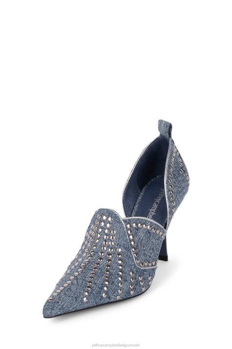 vrouwen Jeffrey Campbell bezaaid blauwe acid wash denim V2LZ268 de denim-reboot