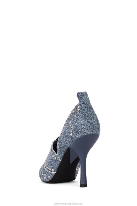 vrouwen Jeffrey Campbell bezaaid blauwe acid wash denim V2LZ268 de denim-reboot