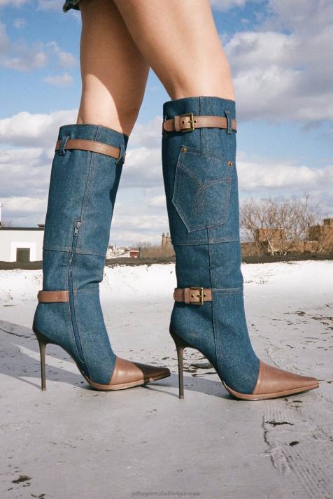 vrouwen Jeffrey Campbell blu-jean blauw denim bruin V2LZ289 de denim-reboot