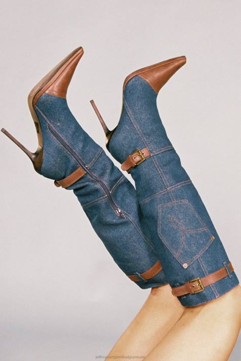 vrouwen Jeffrey Campbell blu-jean blauw denim bruin V2LZ289 de denim-reboot