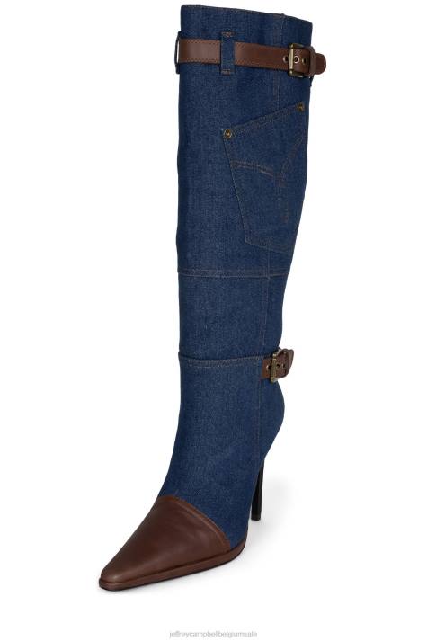 vrouwen Jeffrey Campbell blu-jean blauw denim bruin V2LZ289 de denim-reboot