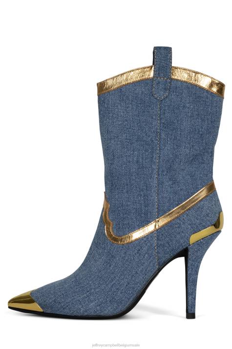 vrouwen Jeffrey Campbell el-paso blauw denim goud V2LZ283 de denim-reboot