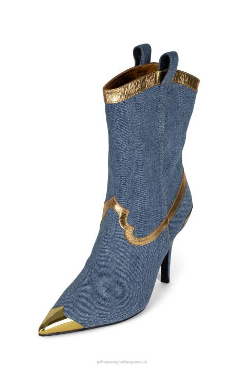 vrouwen Jeffrey Campbell el-paso blauw denim goud V2LZ283 de denim-reboot