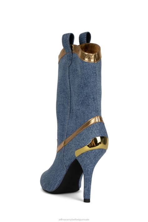 vrouwen Jeffrey Campbell el-paso blauw denim goud V2LZ283 de denim-reboot