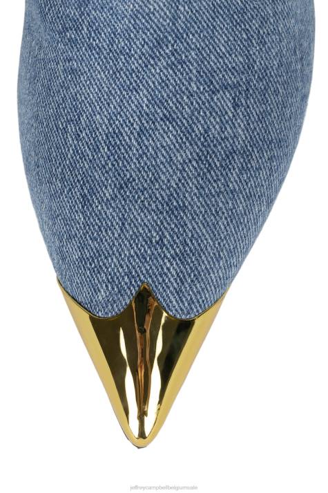 vrouwen Jeffrey Campbell el-paso blauw denim goud V2LZ283 de denim-reboot