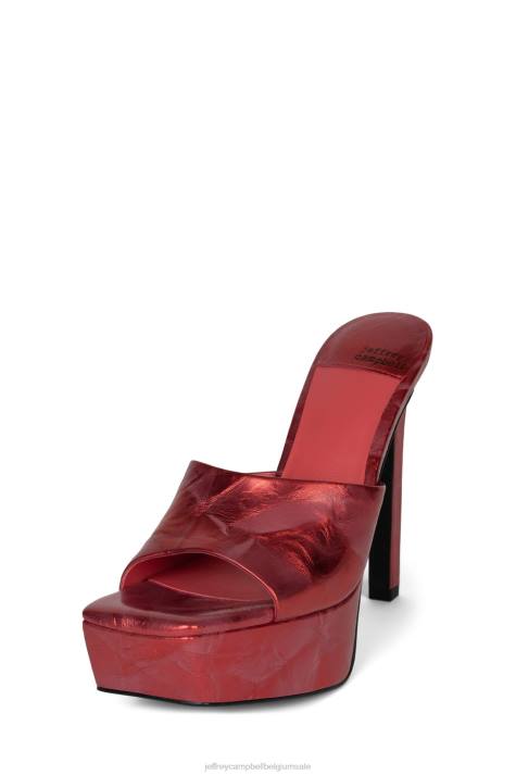 vrouwen Jeffrey Campbell gaan-glam rood metallic gekreukt V2LZ272 de denim-reboot