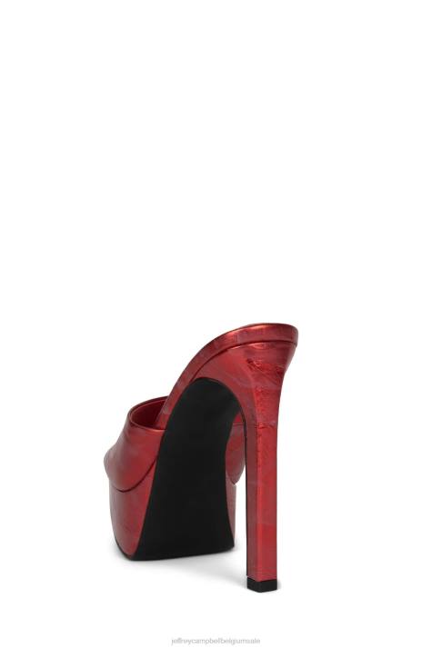 vrouwen Jeffrey Campbell gaan-glam rood metallic gekreukt V2LZ272 de denim-reboot