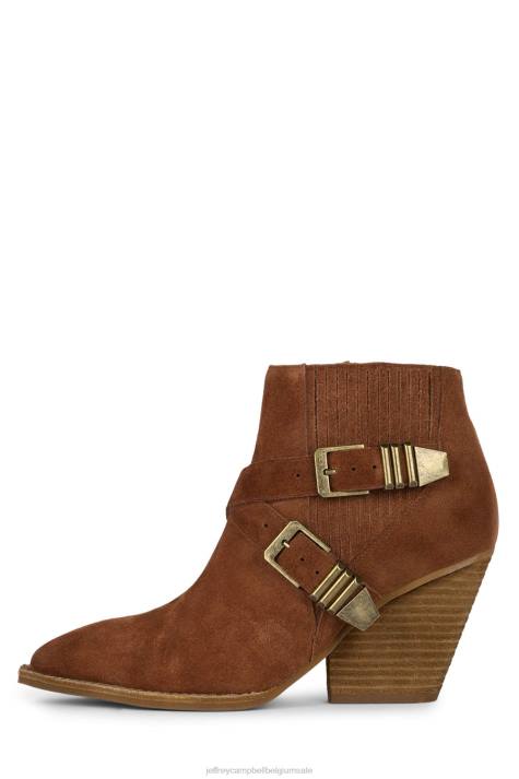 vrouwen Jeffrey Campbell Texaan cognac suède V2LZ482 enkel laarzen