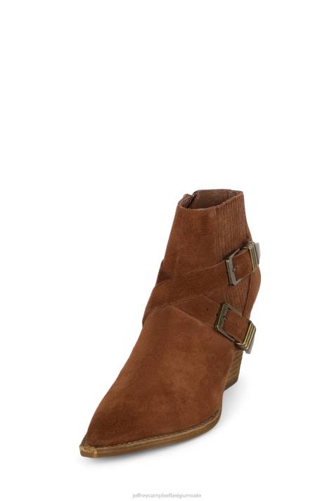 vrouwen Jeffrey Campbell Texaan cognac suède V2LZ482 enkel laarzen
